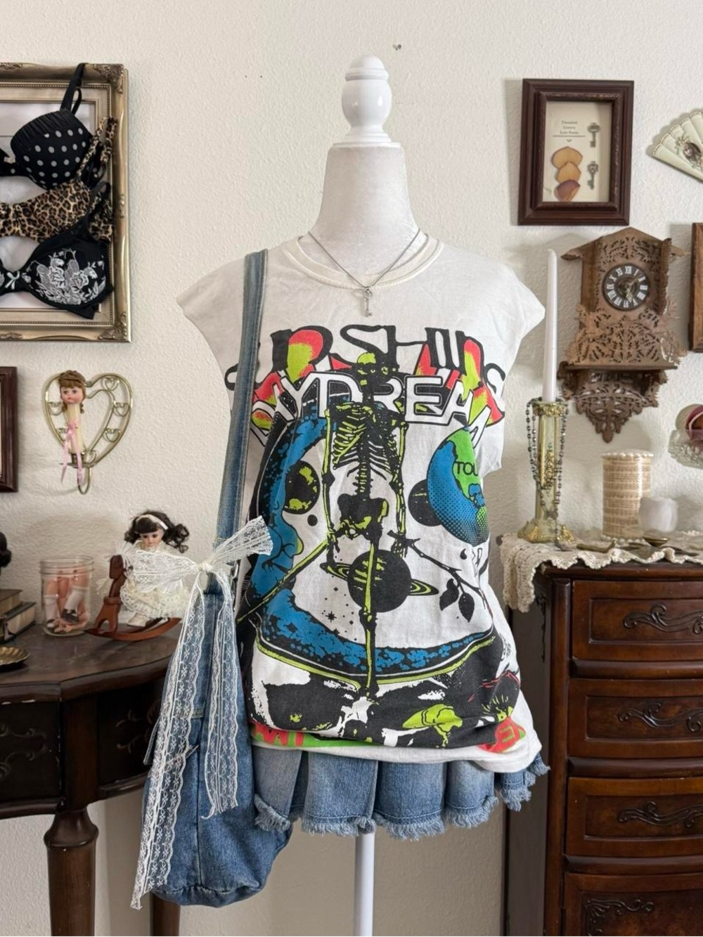 Insane modern psychedelic grunge graphic Grateful Dead tour sleeveless shirt